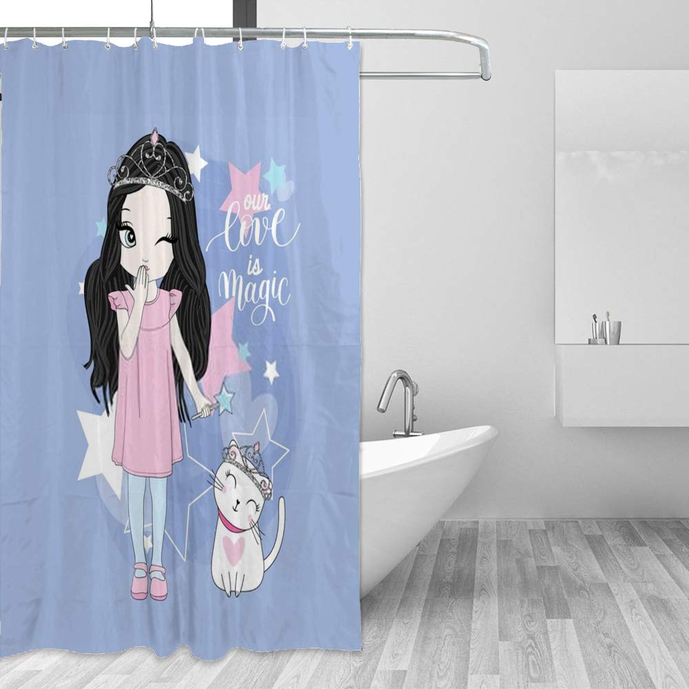 Rideau de douche imperméable contre les éclaboussures en tissu polyester 60x72
