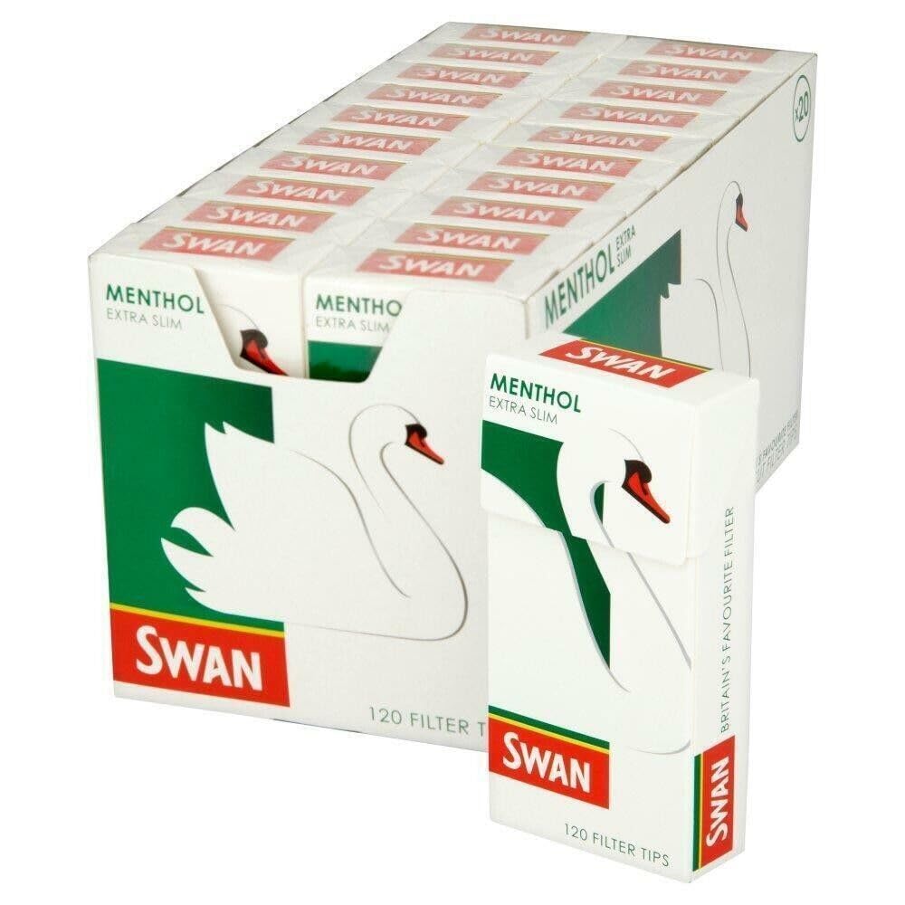SWAN Menthol Extra Slim Filter Tips SWAN Menthol Filter Tips x 10 (1200 Tips) or 20 (2400 Tips) (Pack of 20 (2400 Tips))