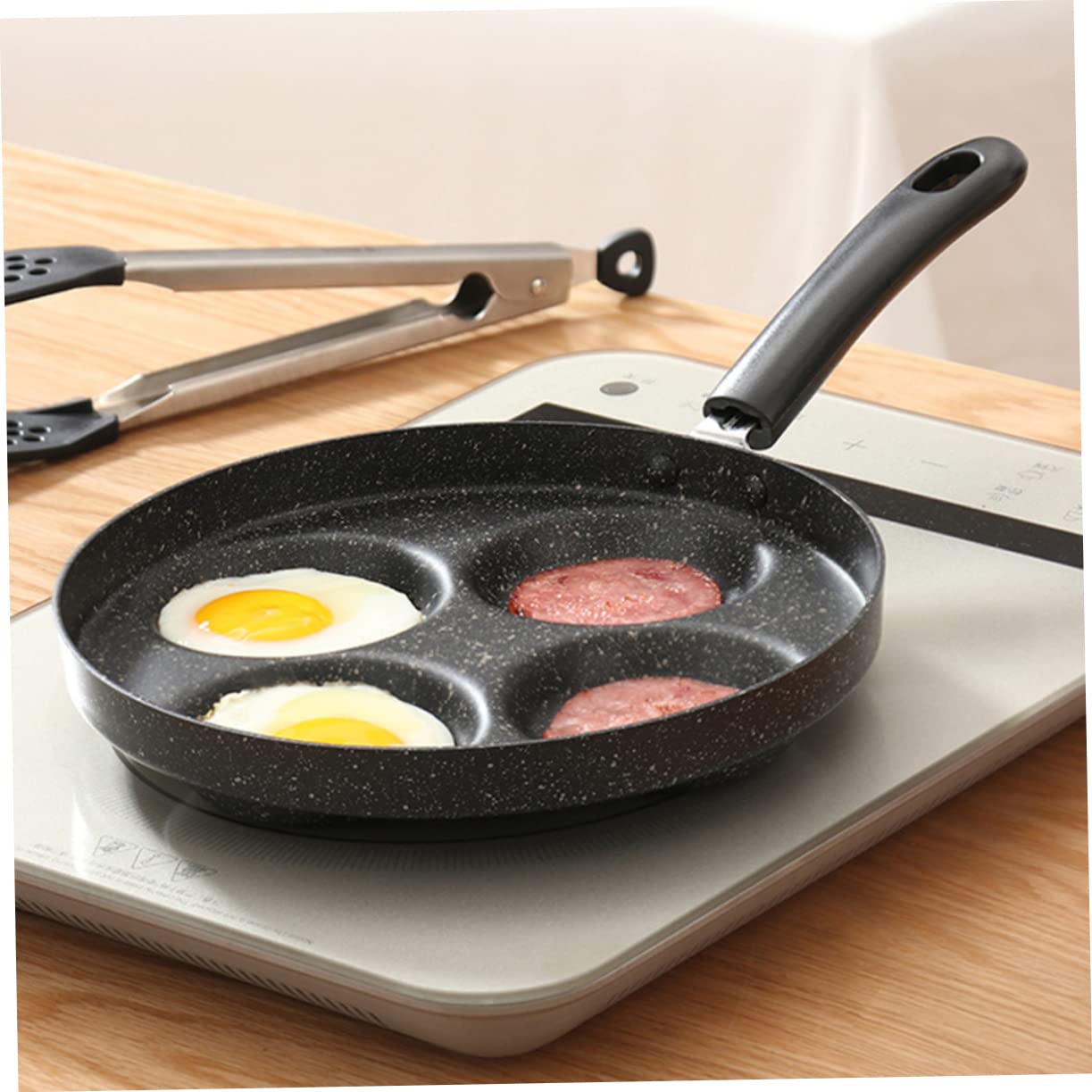 POPETPOP Padella per Omelette a 4 Scomparti Antiaderente Argento