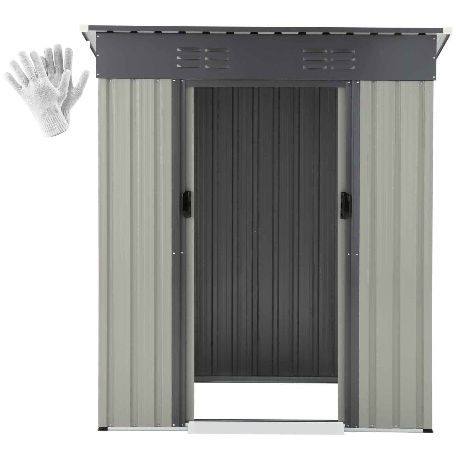 YODOLLA 3x5ft Metal Garden Storage Shed, Sliding Lockable Door,Grey