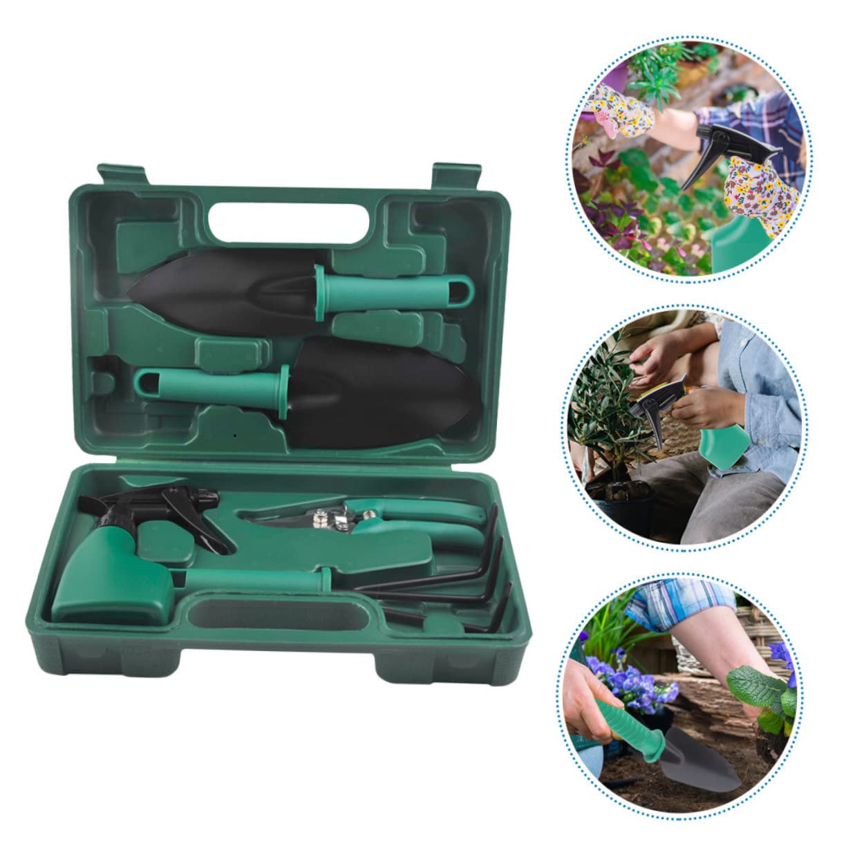 Herramientas de Jardinería Rastrillos Palas de Inoxidable para Plantar al Aire Kit de Herramientas Maletín Portátil