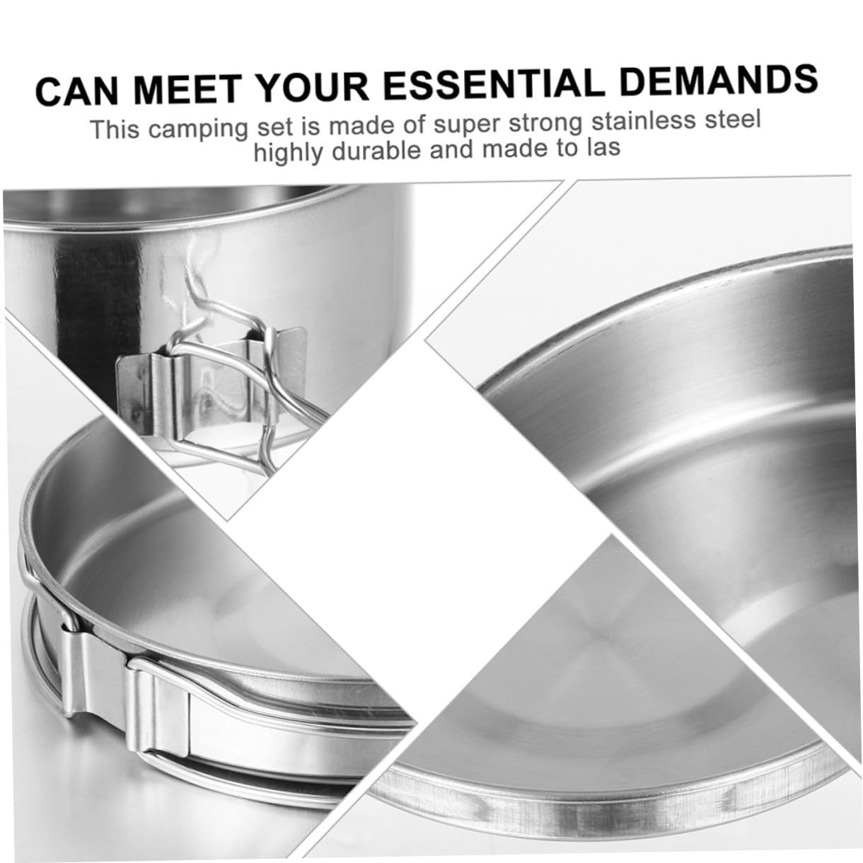 Kit Casseroles Camping INOX Léger pour Personnes Batterie Cuisine Portable Pique- Randonnée Outdoor