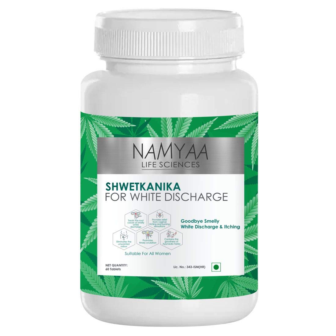 Namyaa, ShwetKanika For Discharge Pack of 60 Tablets, White, 100 gram