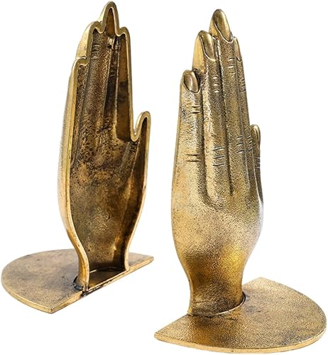 Gold Iron Book Ends Vintage Metal Book Holders for Shelves Sturdy Decorative with Polished Finish for Office Desk Organization