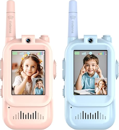 Walkie Talkies para niños, paquete de 2 walkie talkies de video con pantalla de pantalla, radios de juguete recargables para edades de 3 a 12 años, disponible en Yaxa Colombia