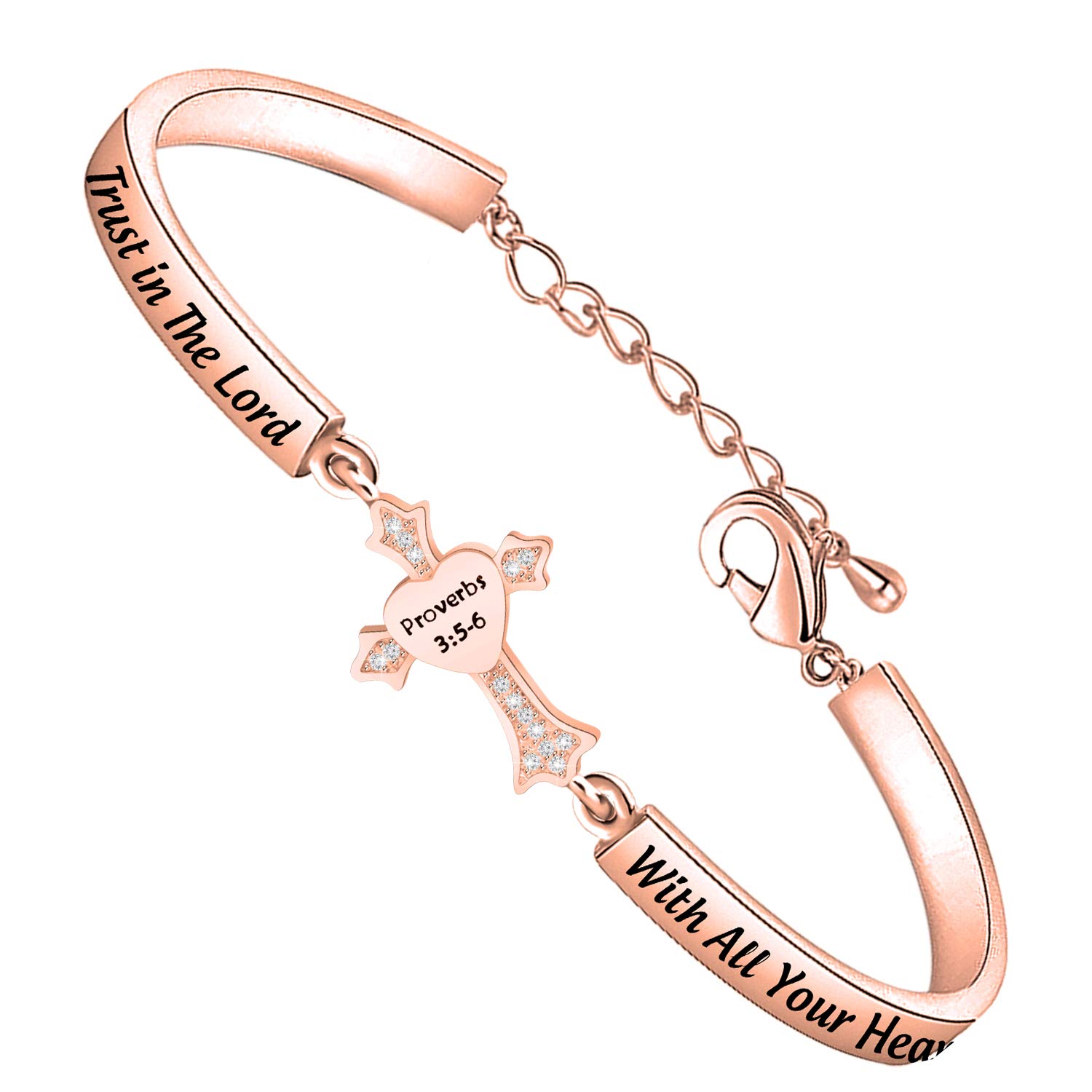BEKECH Christian Bracelet Gifts for Women Trust in The Lord Proverbs 3:5-6 Bible Verse Bracelet Religious Jewelry for Women