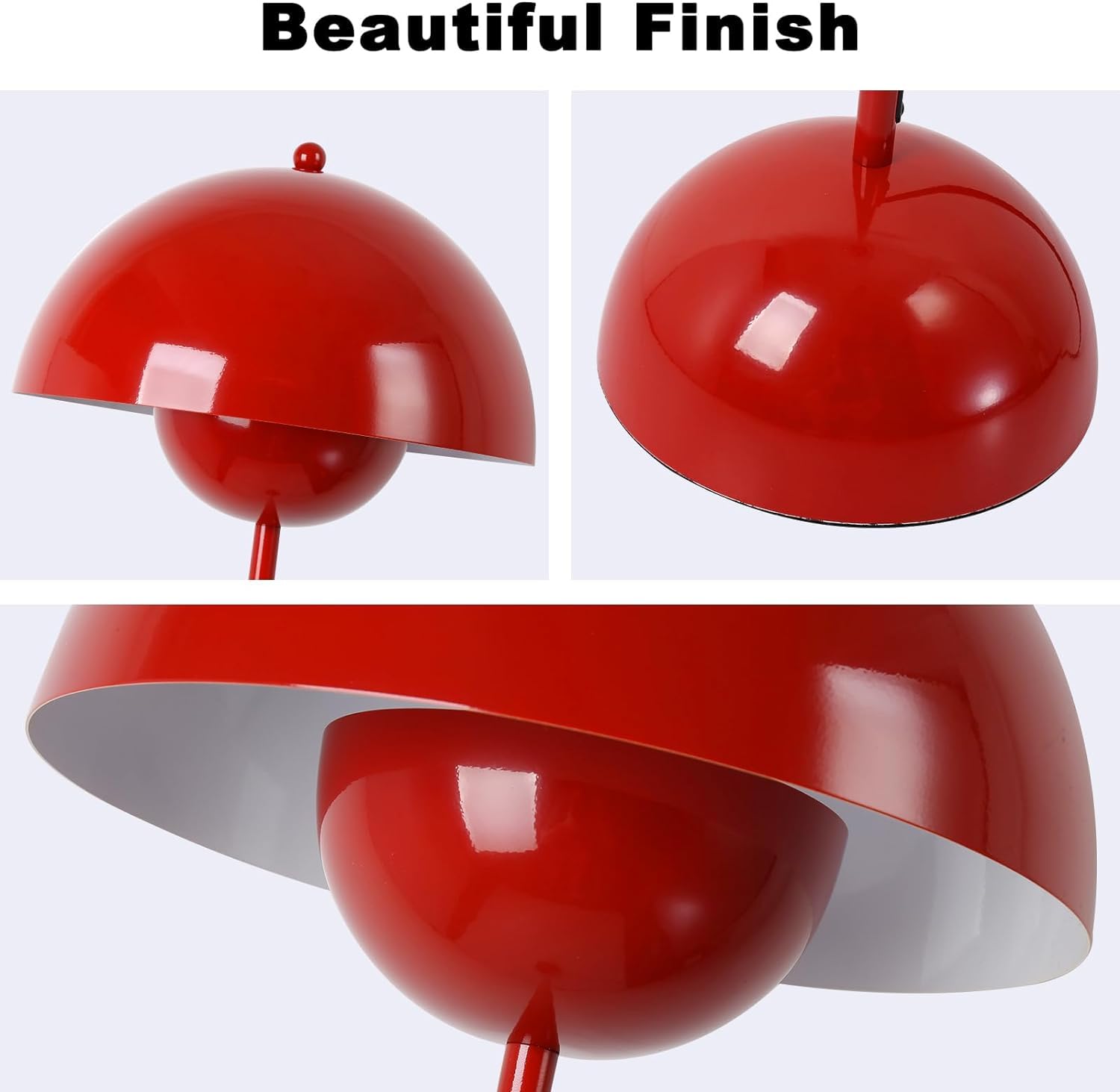 Lampadaire en Acier Style Scandinave Rétro avec Abat-jour Bombé, Douille E27, Interrupteur au Pied, Rouge