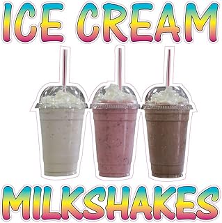 Ice Cream Milk Shekes Concession Restaurant Die-Cut Window Static Cling 14 inches Outside Glass