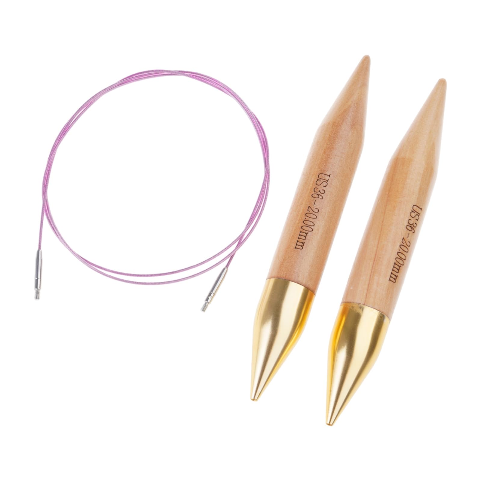 1Pair Wood Circular Knitting Needle Set Interchangeable Wood Knitting Needle Large Crochet Hook with 80cm Cable Large Size Crochet