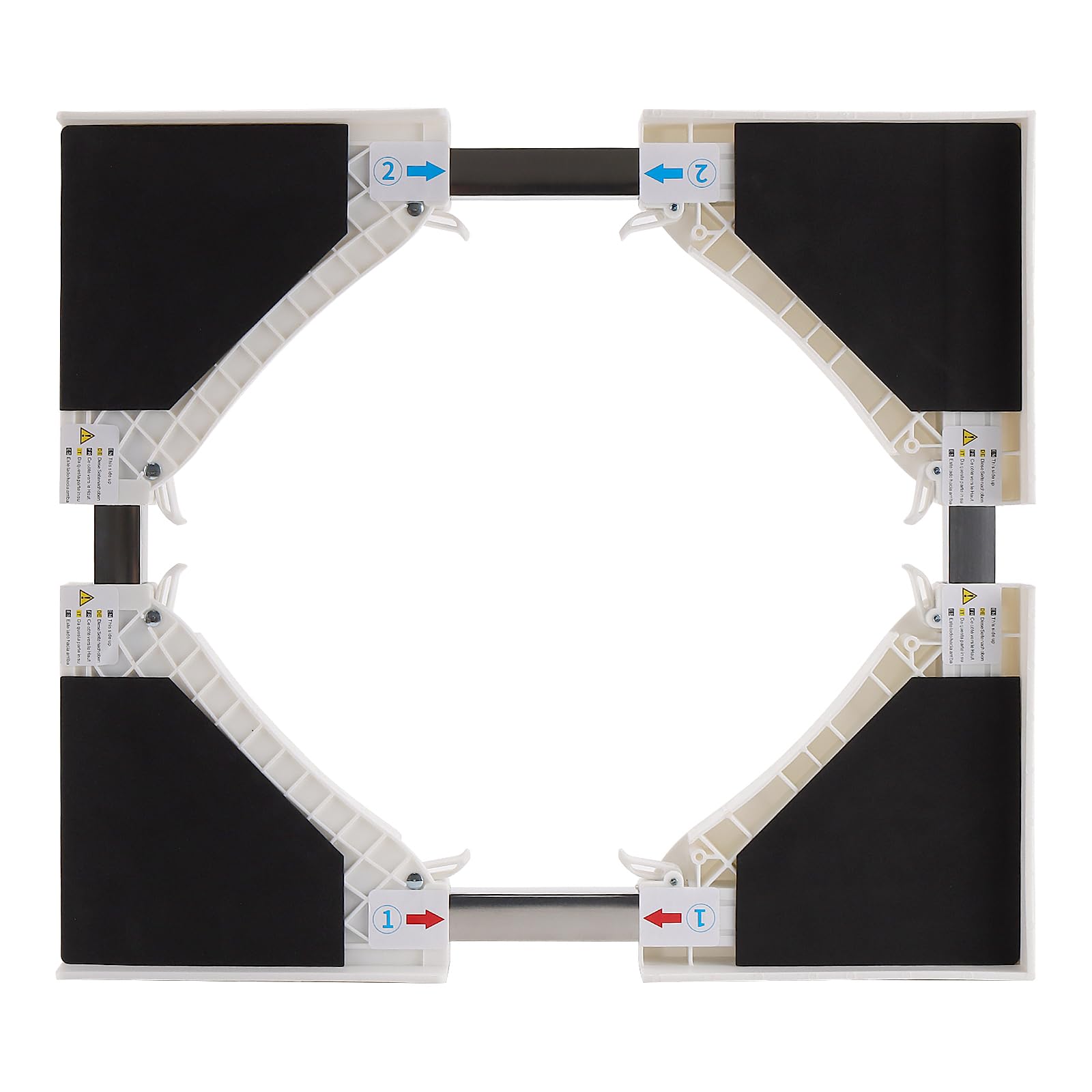 KEILEOHO Universal Verbindungsrahmen Set, 50-70cm Verstellbar Verbindungsrahmen mit Ratschenseil, Universal Zwischenbaurahmen Weiß für Waschmaschine und Wäschetrockner