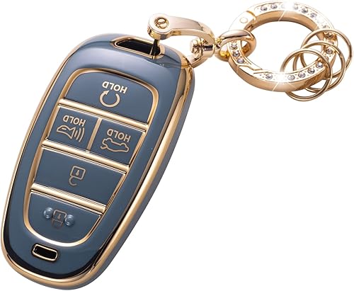 Gematay Funda para llavero Hyundai con llavero, compatible con llavero inteligente Hyundai Sonata Santa fe Tucson 2020-2023, azul