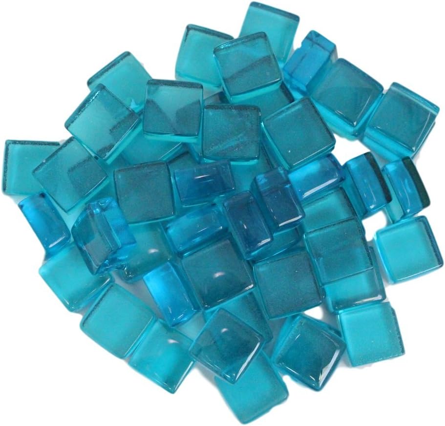 Exotic Fire Glass Caribbean Blue Fire Glass Squares 1/2