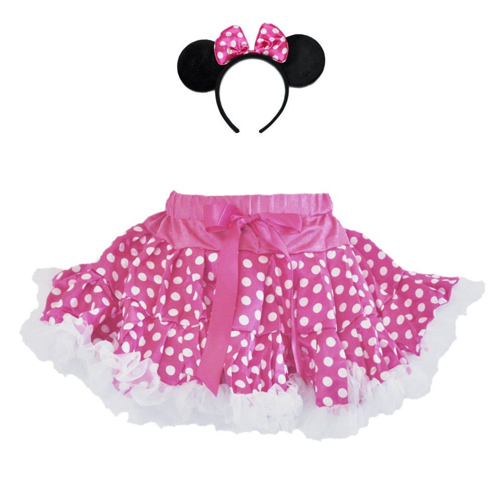 GoForDance Girl's 2 Layers Polka Dot Tutu with Ruffle Trim & Headband Set