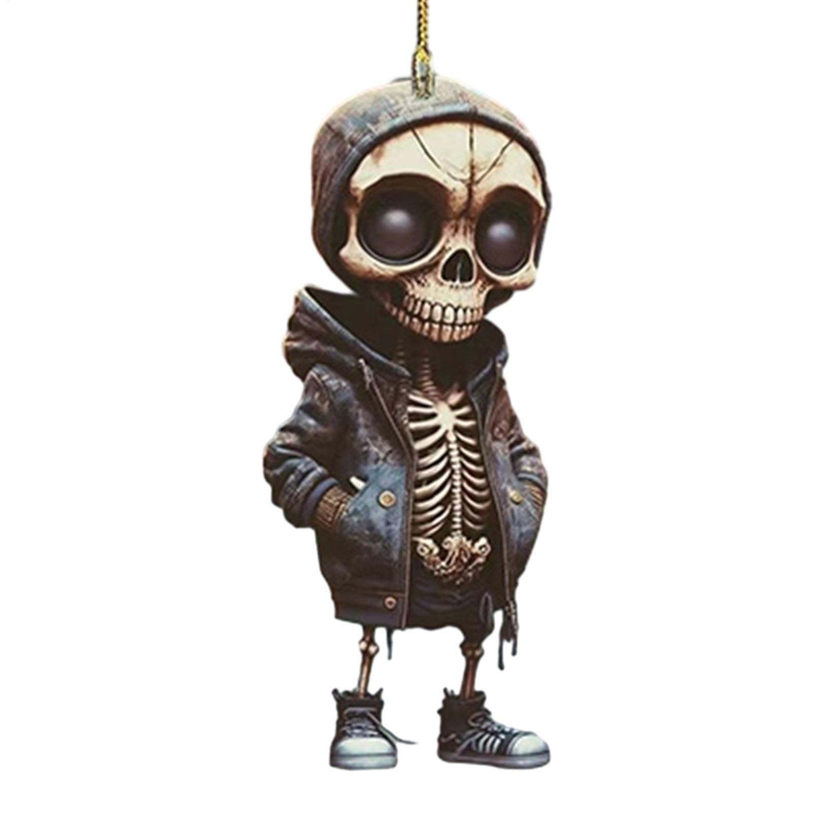 Muiltvoe Skeleton Swing Car Ornament – Acrylic Figurines, Mirror Pendant | Perfectly For Halloween Interior Decorations, Backpack Auto