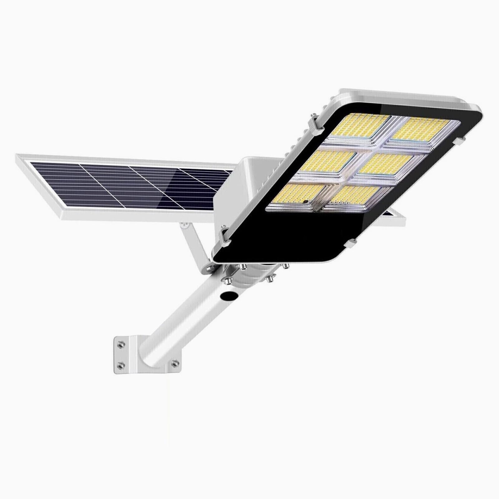 LAMPIONE SOLARE 600W FARO LED SMD CON PANNELLO SOLARE TELECOMANDO SENSORE CREPUSCOLARE ILLUMINAZIONE IP65 COLORE BIANCO FREDDO 6550K