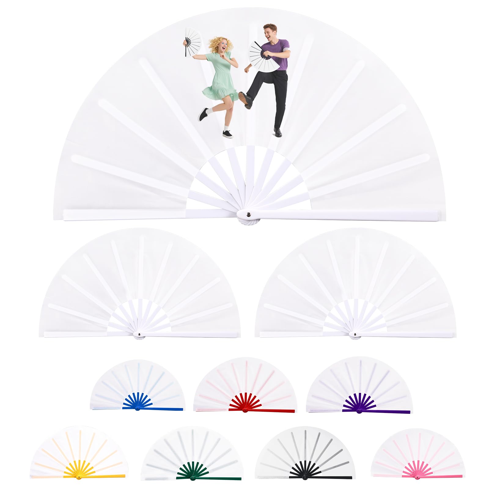 3 PCS Sublimation Fan Blanks White Polyester Hand Fan Heat Transfer Printing for Dancing, Wedding Preference (White)