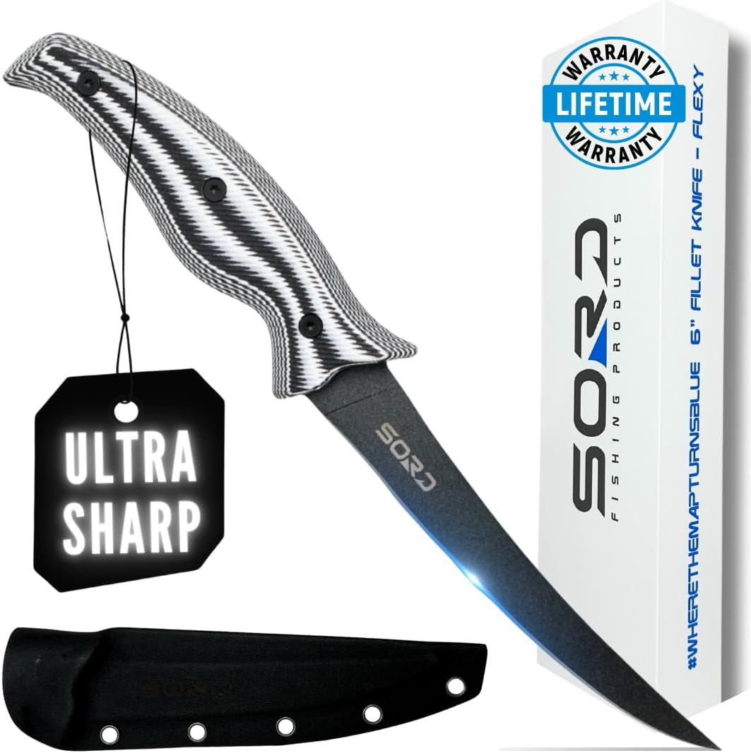SORD Fillet Knife - 5-9" Filet Knives For Fish - Razor Sharp Boning Knife - Saltwater and Freshwater Fishing - Includes Kydex Sheath - Full Tang Blades | G10 Non Slip Grip | Corrosion Resistant