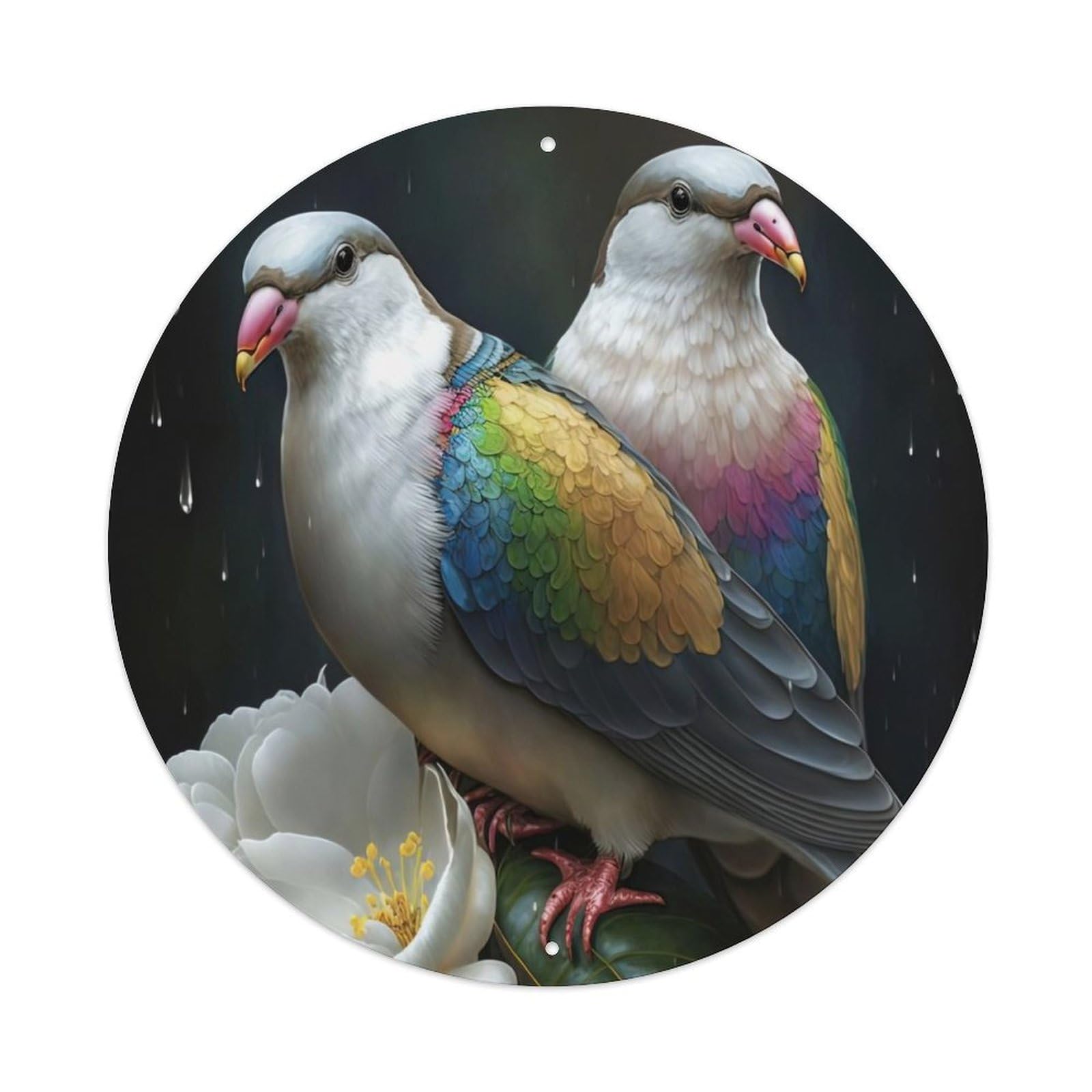 Animal Two Birds in The Rain Metal Tin Sign