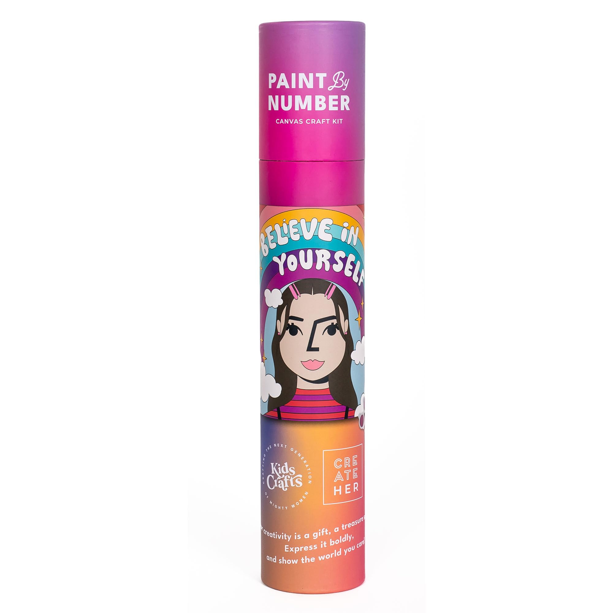 Paint by Number - Believe in Yourself Canvas Painting - DIY All-in-1 Art Kit, Includes Paint & Brushes, Kids Girls Tweens, Ages 7+