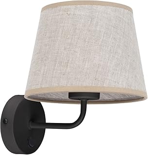 Licht-Erlebnisse Vägglampa med strömbrytare linne metall E27 hemtrevlig bländare sovrum vardagsrum vägglampa