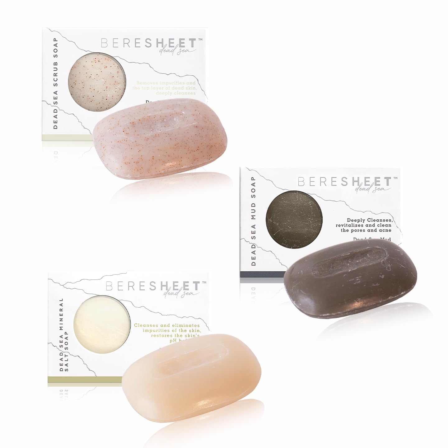 Mineral Salt Soap Bar Tri-Set Natural Exfoliating Hydrating Cleanser for Face Body Enriched with Magnesium Potassium Calcium Gentle