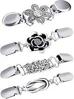 Conjunto 4 Clipes Vintage para Suéter, Cardigã, Cachecol e Xale – Elegante com Presilha Jacaré Retrô