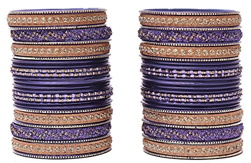 Image of NMII Non-Precious Metal with Base Metal Spreads with Zari Glossy Finished Premium Traditional Bridal Chuda Bangle set for Women and Girls