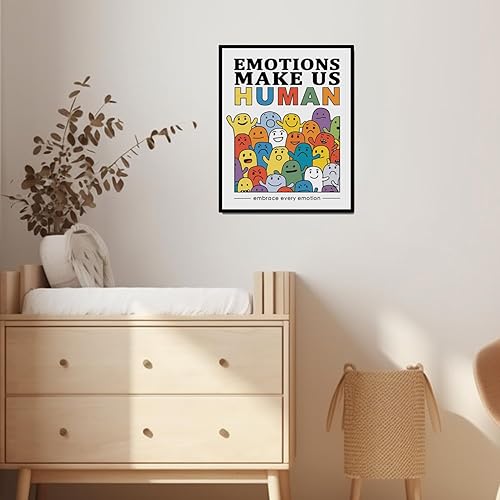 Miniatura 6 de Emotions Make Us Human Print Self Affirmation Retro Wall Decor 70s Wall Art Social Psychology Mental Health Retro Motivational Quote Poster Teen