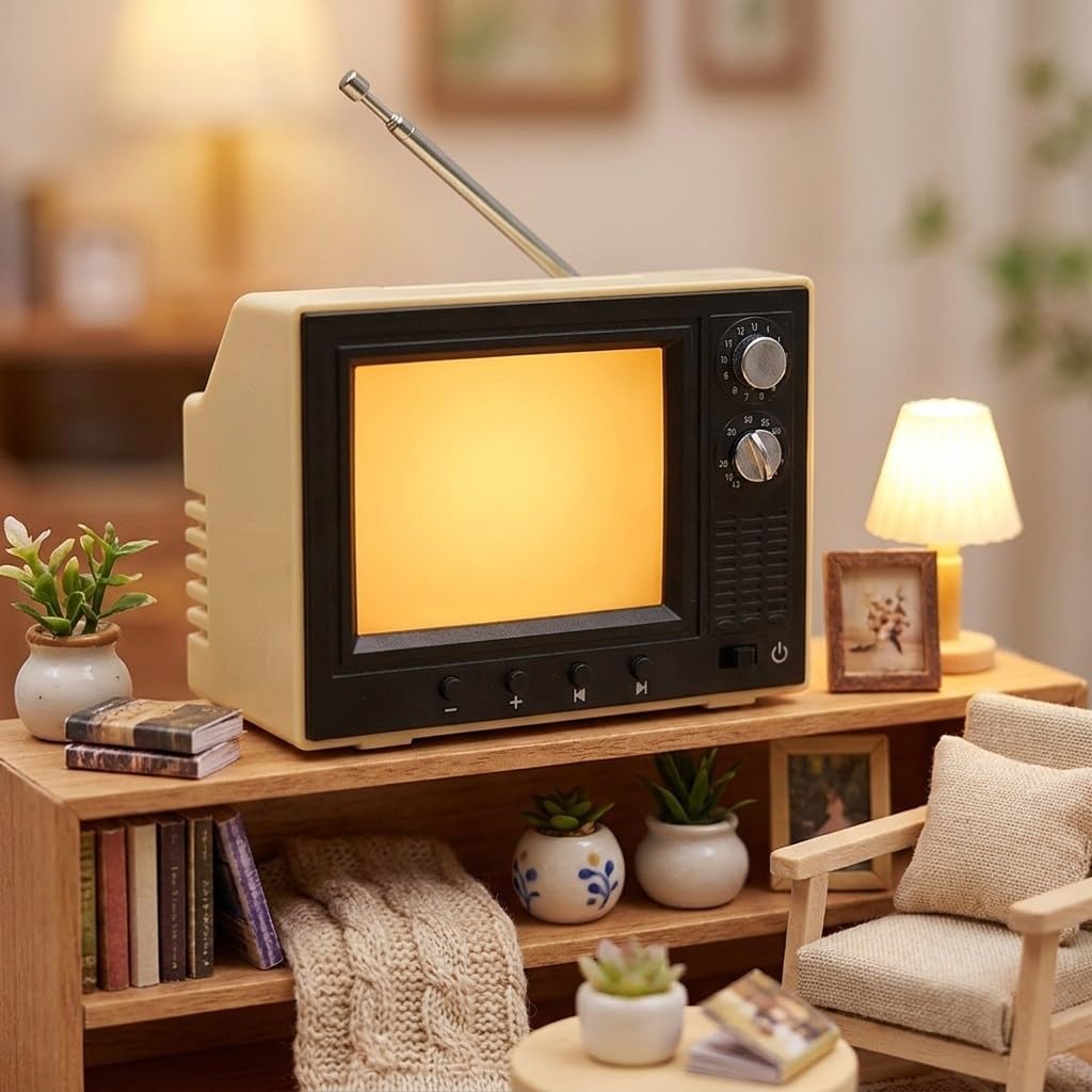 Retro-Cartoon-TV-Player mit 8 GB Speicher und wiederaufladbarem USB-Design für Puppenhaus-Dekor, Sammlerstück oder Schreibtischunterhaltung in Rot, Gelb oder Grün (rot)
