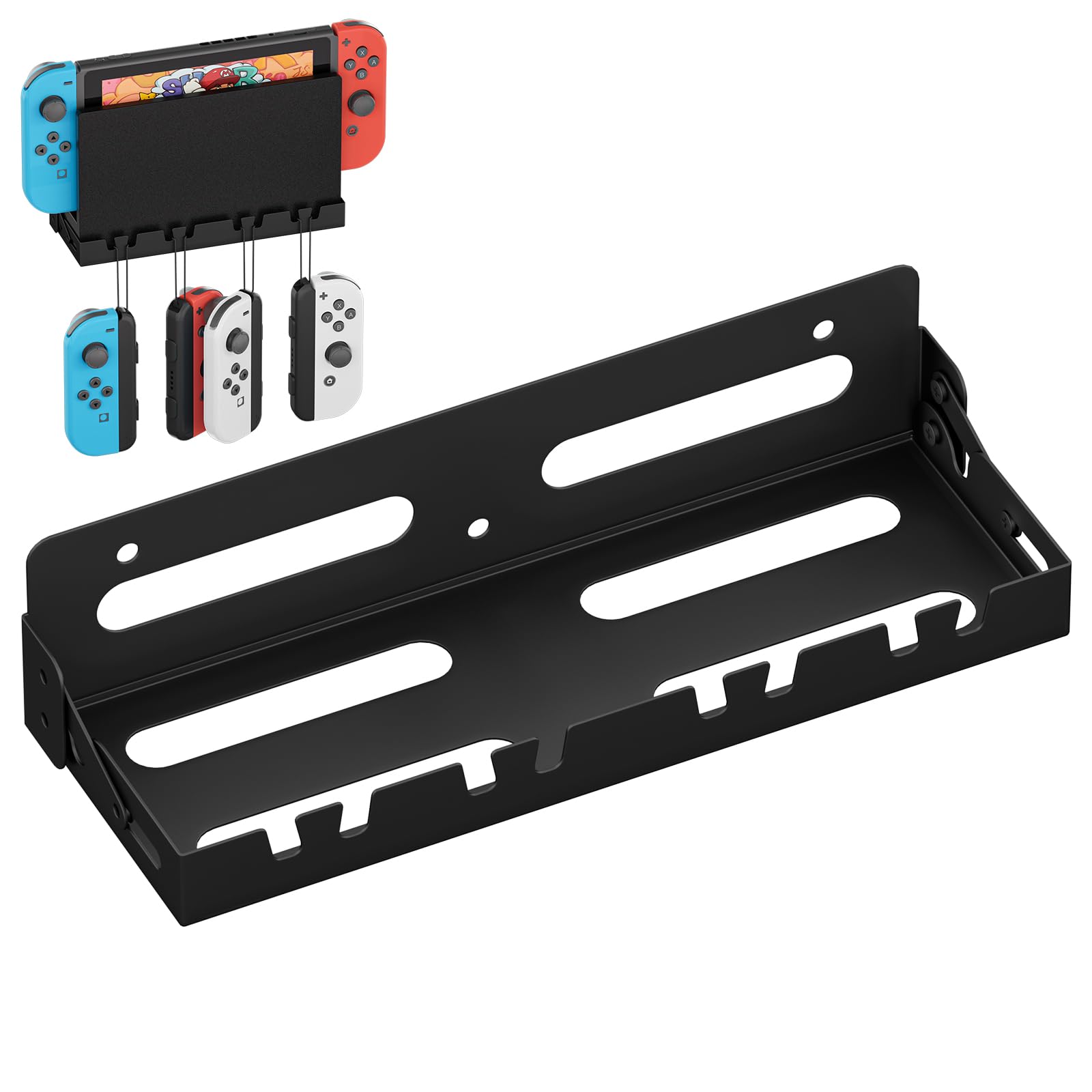 Soporte de pared para conmutador, soporte de metal NS con 4 ganchos Joy-Con