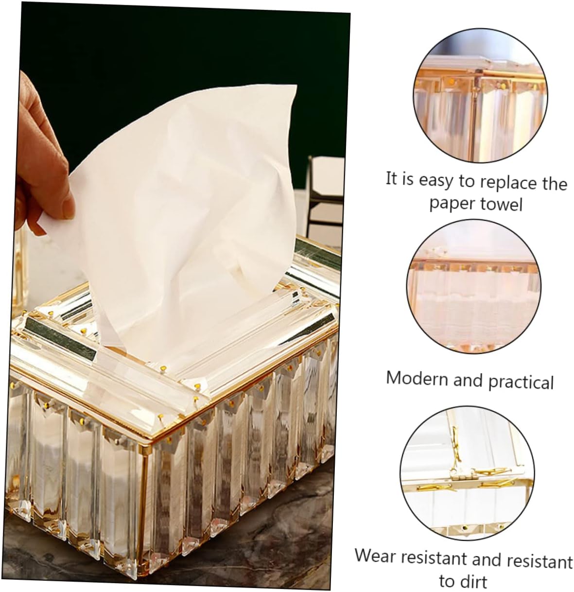 Alipis 3pcs Crystal Tissue Box Cover Elegant Napkin Holder for Living Room Bathroom Office Decorative Holder Easy to Clean Stylish Home