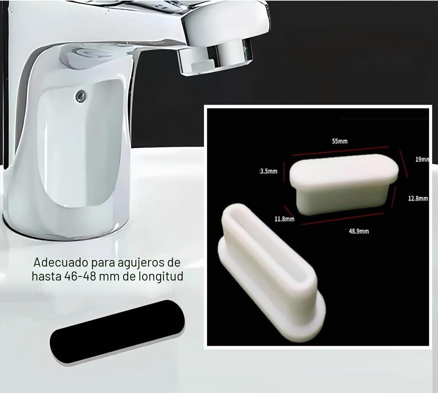 Tapa ovalada de gel de sílice para lavabo, anillo universal, tapa de desagüe para grifo, cubierta de rebosadero, orificio de repuesto para cocina y baño