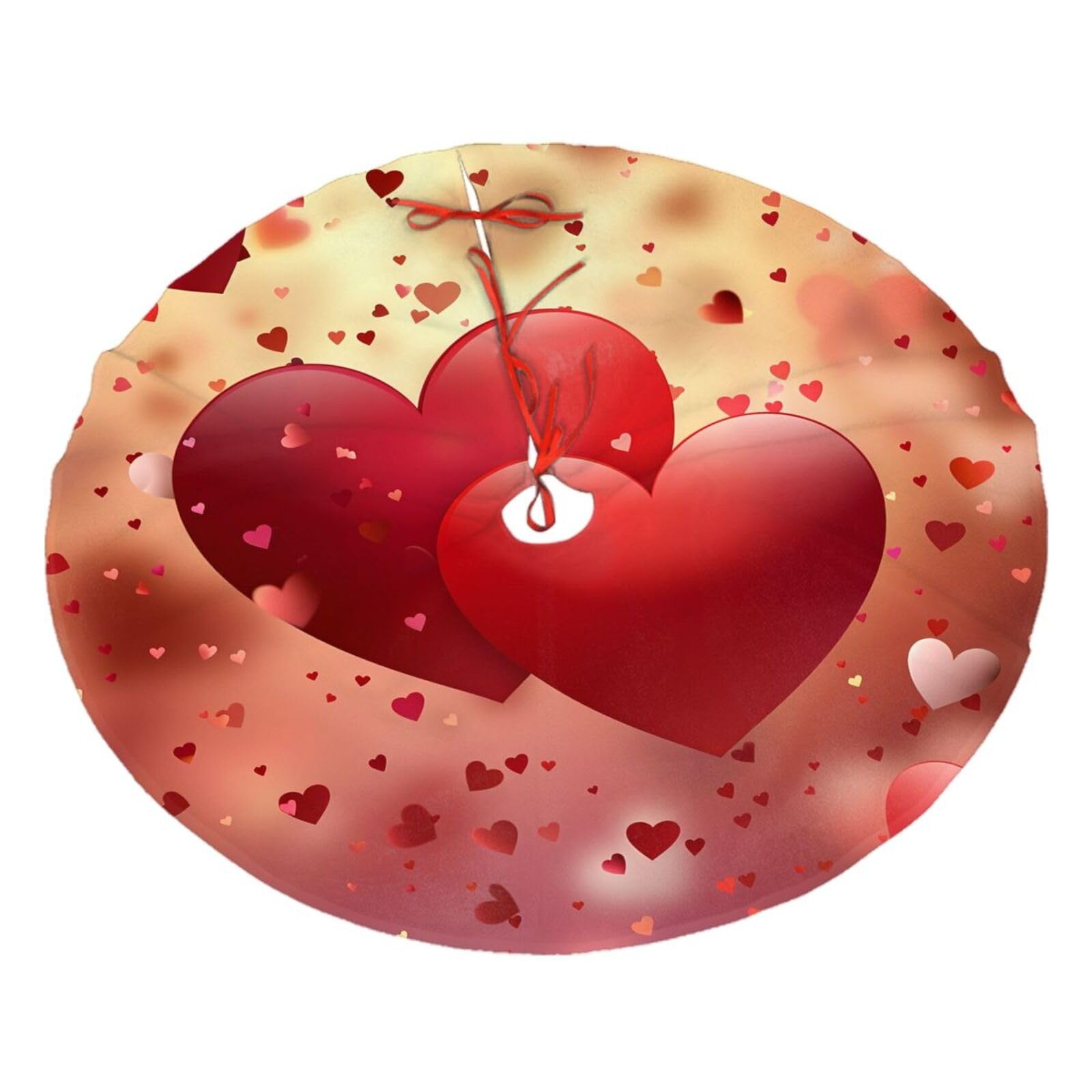 Dewoofly Happy Valentine's Day Love Red Pink Glitter Love Floral Tree Skirts Xmas Ornaments, Red Heart Tree Mat for Christmas Party Holiday All Occasions 30