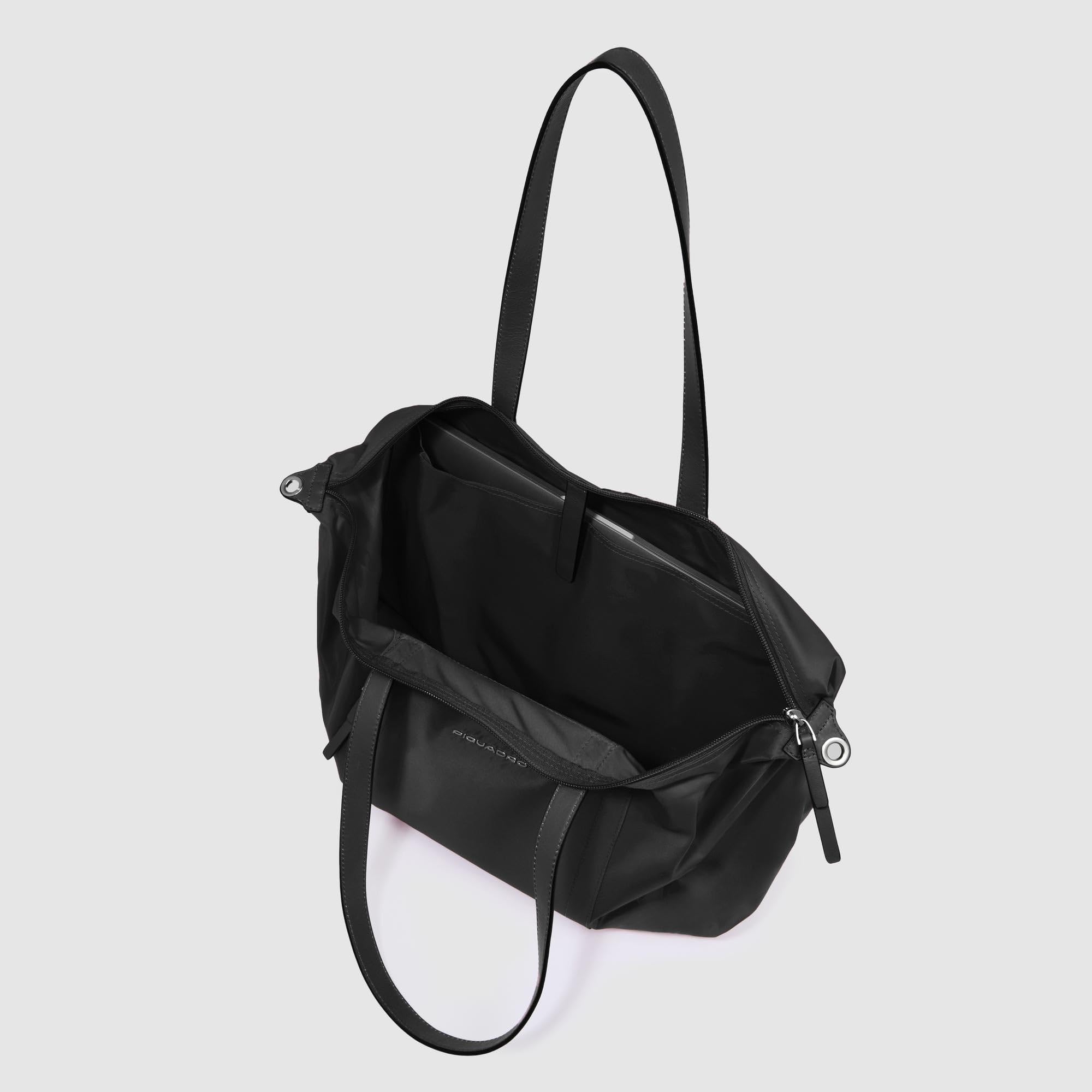 PIQUADRO – Borsa pieghevole porta PC 15.6 pollici – Pelle e tessuto – Donna