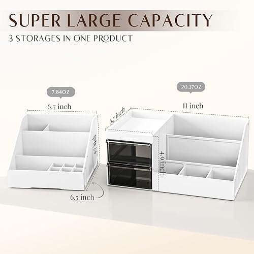 Miniatura 5 de Organizador de maquillaje con cajones vitrina cosmética para encimera de baño tocador tocador para brochas lociones lápiz labial esmalte de uñas y