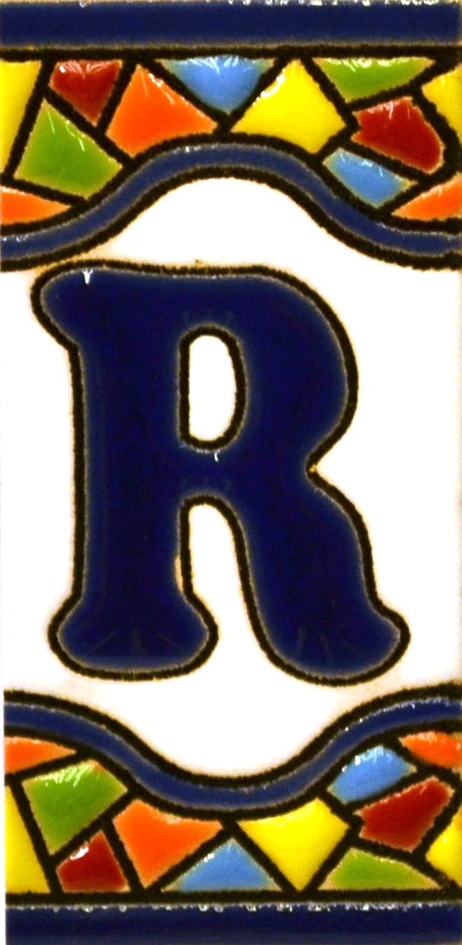 Art Escudellers Letter "R" House Letters 3 Inch. Handpainted House Letter Tiles For Signs, Addresses And Names. Address Numbers For Houses. House Address Numbers And Letters. Design Design Mosaico Mini 2,87" X 1,38" (Letter R)