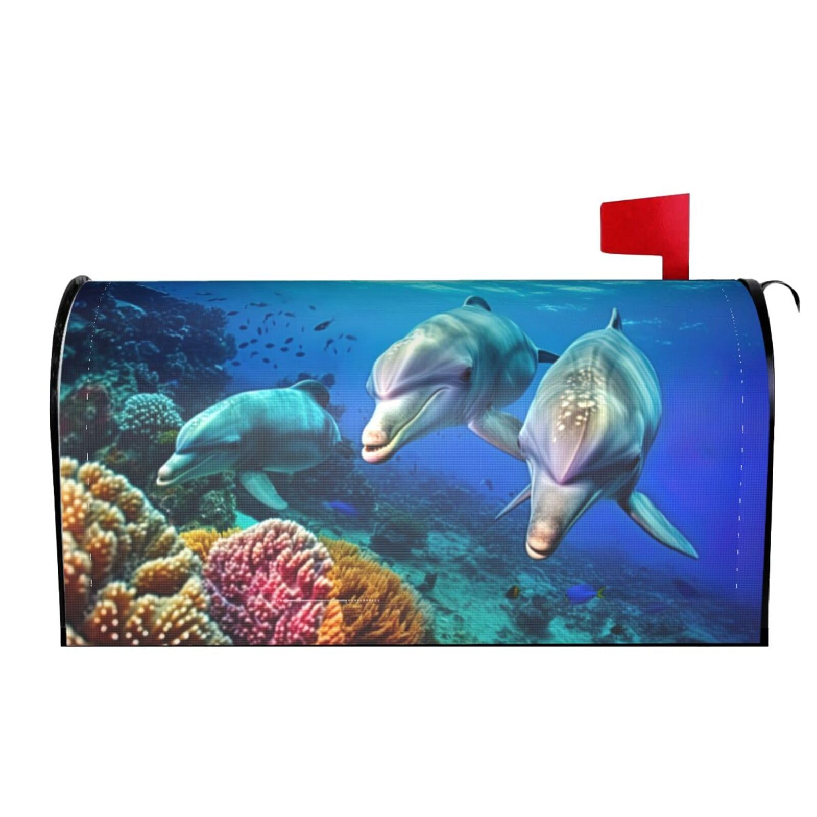 Ocean Sea Animal Dolphin 02 Mailbox Covers Magnetic Wraps Post Letter Box Cover Garden Home Decor
