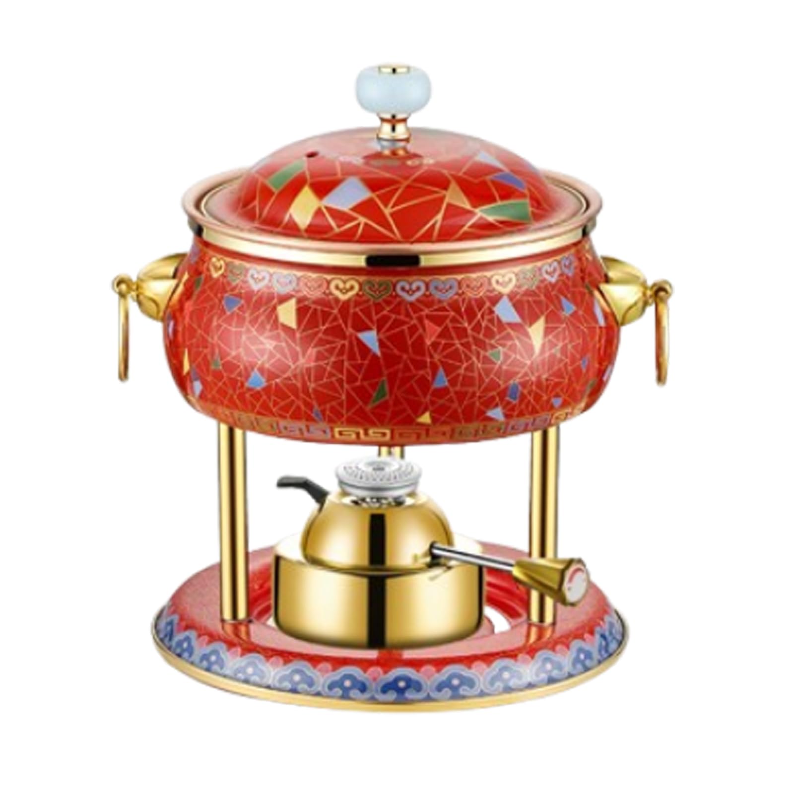 HTTGDGDH China Copper Pan Chinese Vintage Style Single Cooker Kitchen Cookware With Pan Lid Chinese Fondue Hot Pot Cookware,G,H