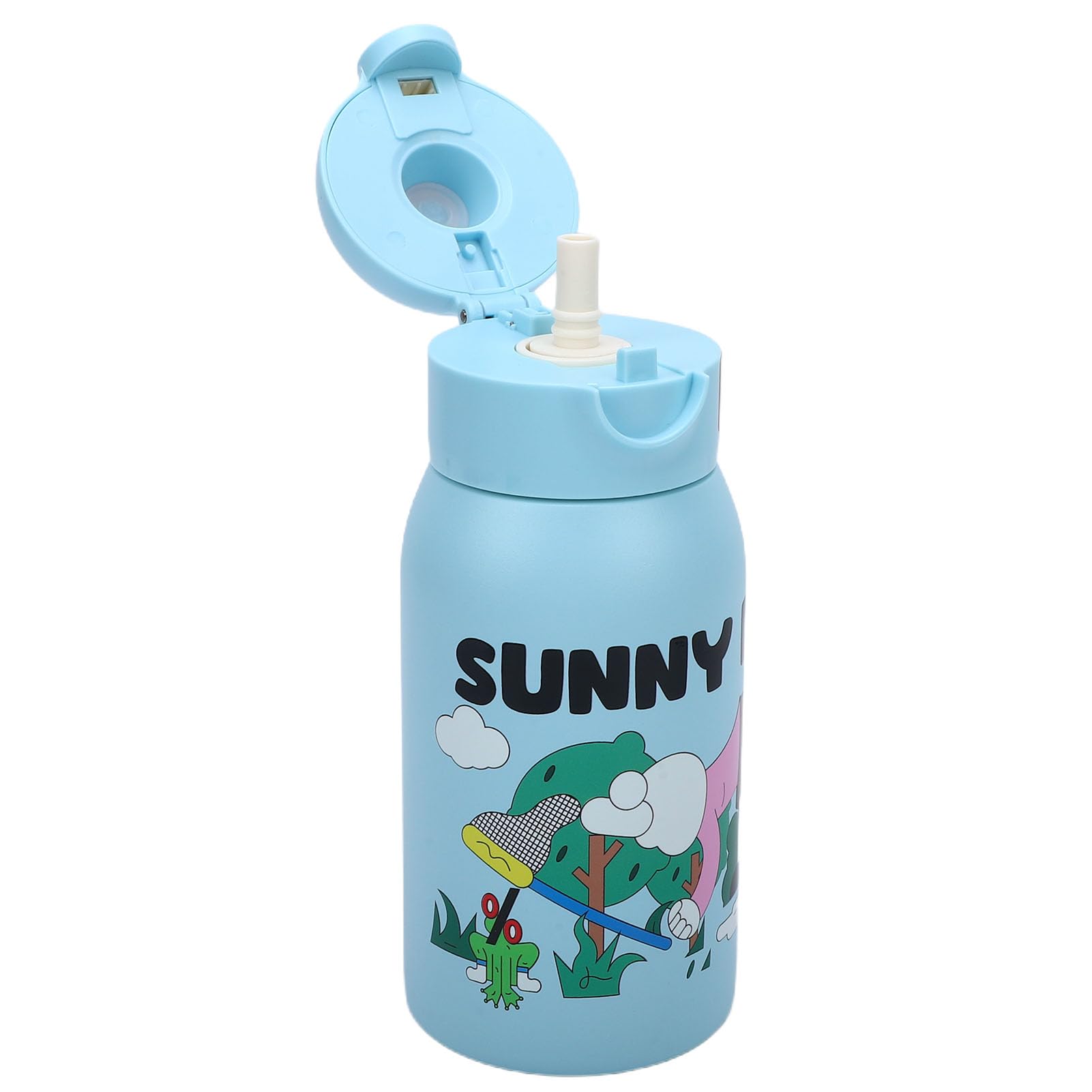 Borraccia Termica da 500 Ml, Borracce Sportive in Acciaio Inossidabile con Impronta Digitale Sbloccabile con Tracolla, per Bevande Calde e Fredde, per Sport, Viaggi e Scuola, Blu