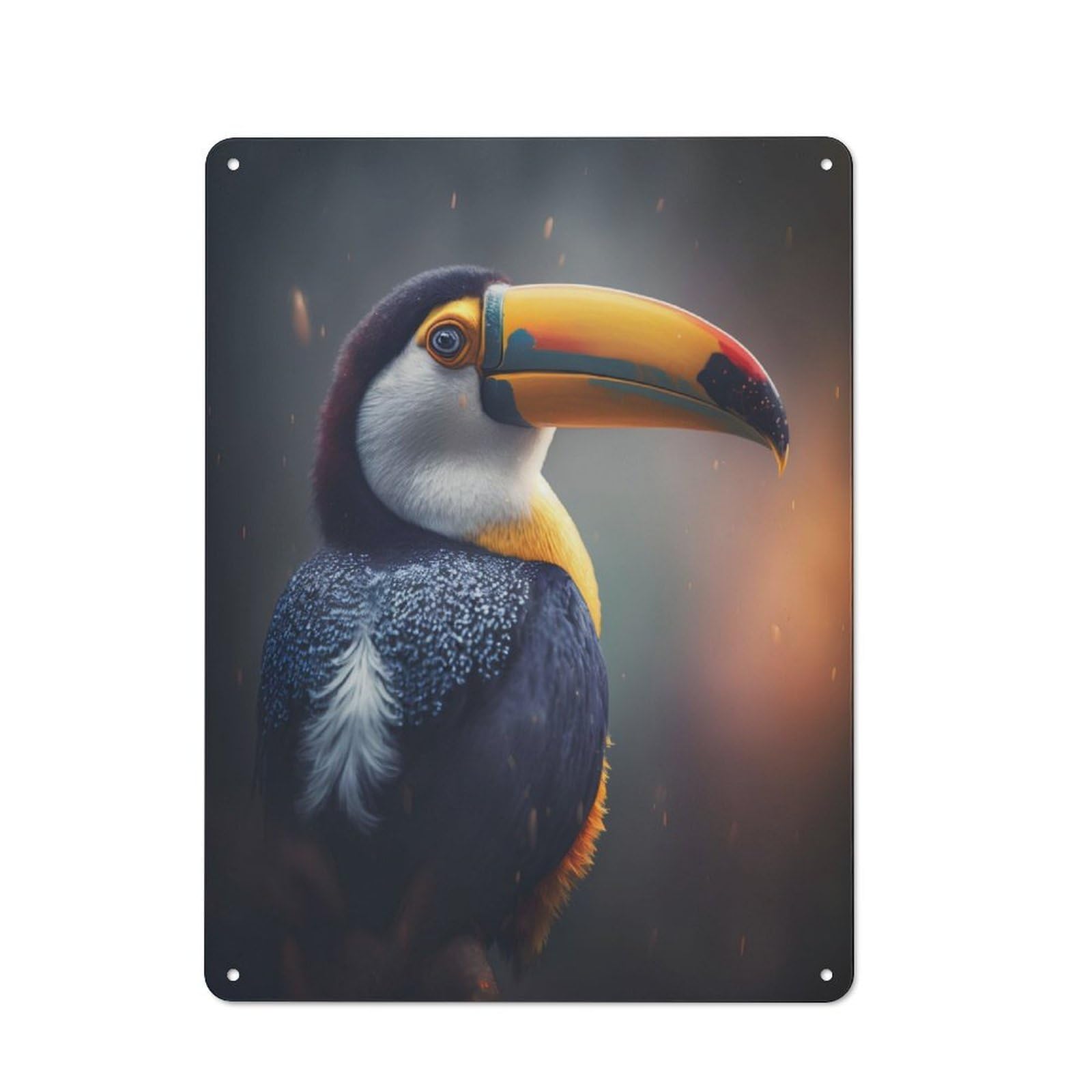 Toucan Bird Animals Retro Metal Plaque 40x30cm for Café Or Home Bar, with Clear Retro Wall Decor Character