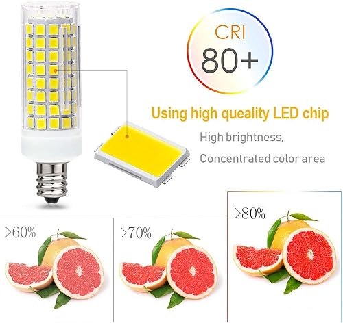 Miniatura 6 de Treie Bombilla LED de maíz E12 de 10 W (paquete de 4) E12 regulable equivalente a 100 W, 1000 lúmenes, 6000 K, bombillas de araña decorativas, base