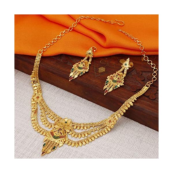 Sukkhi Lavish 24 Carat Gold Plated Wedding Jewellery Choker Necklace Set for Women (N73735) - Image 4