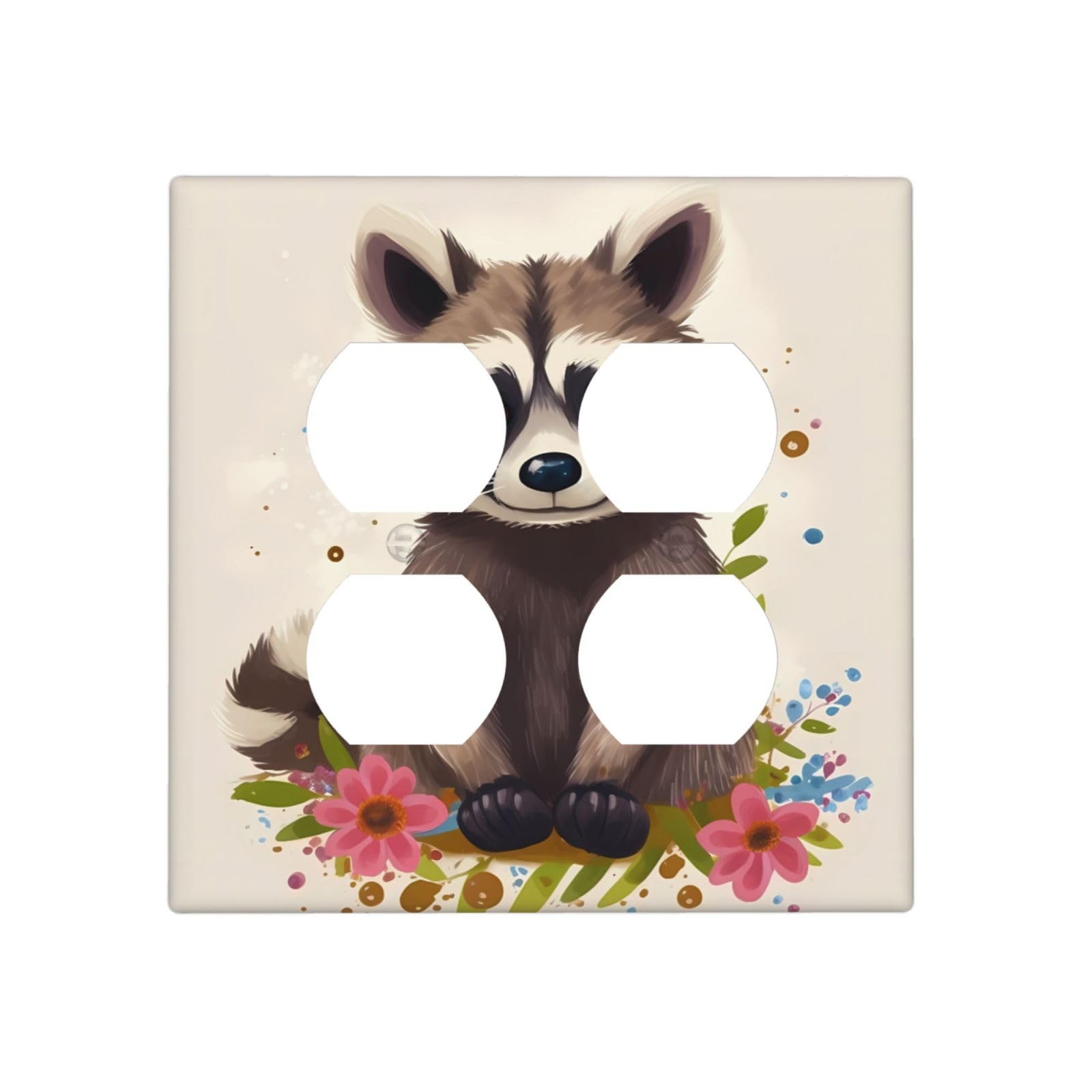 Kloph Style J Decorator Wall Plate 2 Gang Light Switch Covers Raccoon Wallplate Double Toggle Switch Plate Standard Size Electrical Outlet Covers Decorative Wall Switch Plate Cover