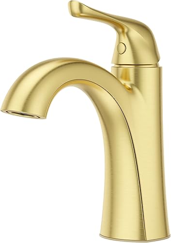 Pfister Willa LF042MALBG - Grifo para lavabo de baño, control único, 1 mango, agujero único, acabado dorado cepillado, LF042MALBG