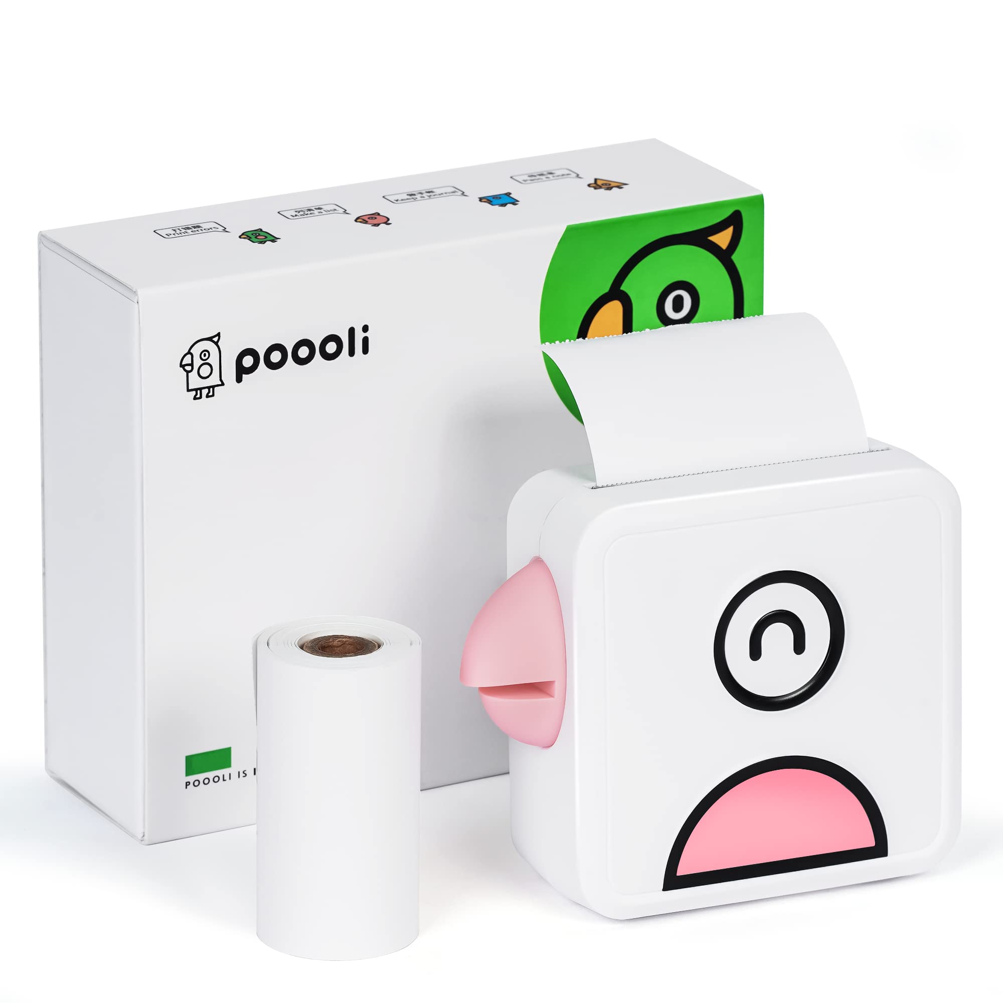 POOOLITECH Wireless Sticker Printer - Inkless Mini Pocket Photo Printer for Smartphone,PC，Versatile 