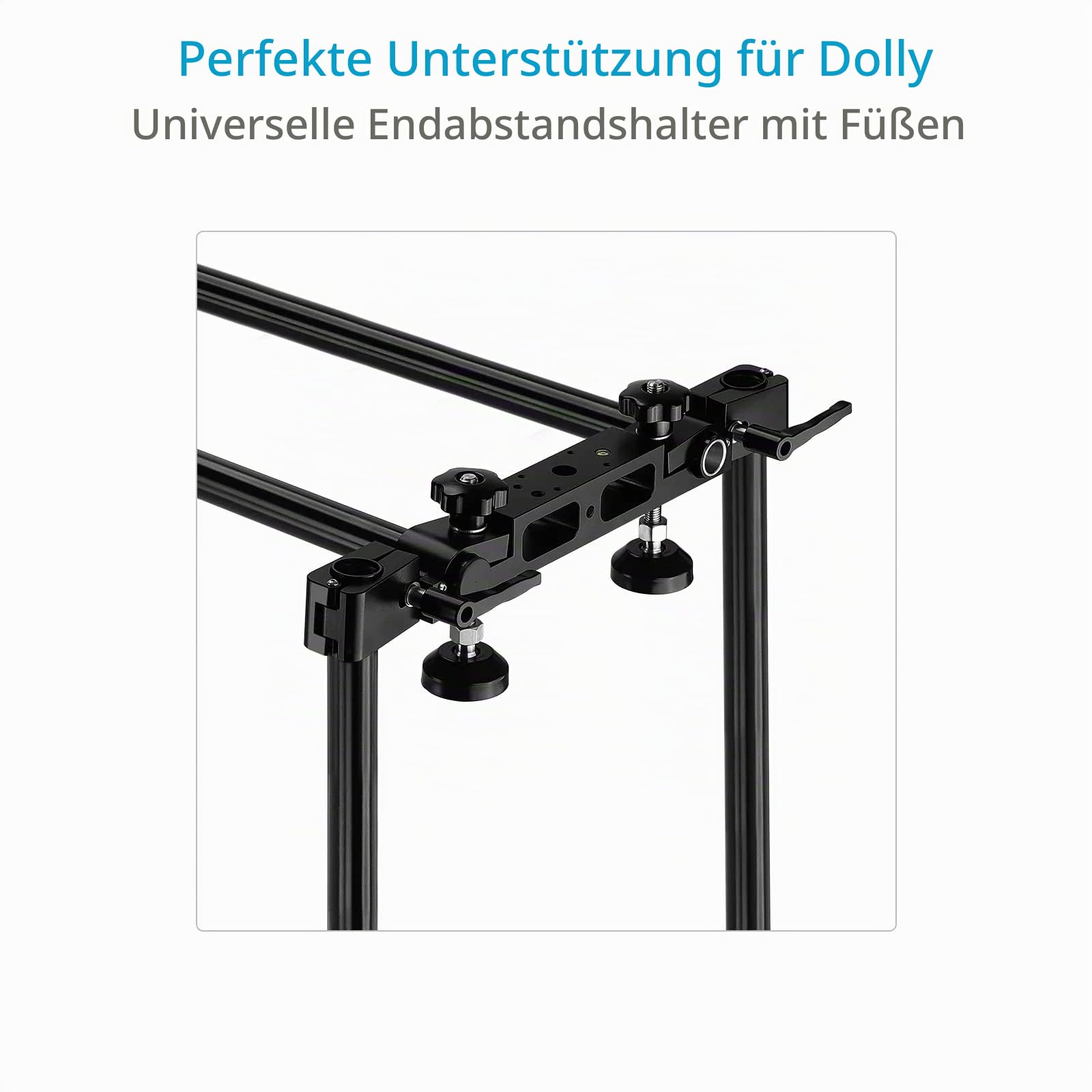 PROAIM Breeza Pro Kamerawagen mit Schiene. Mitchell, 75 mm, 100 mm Schüsselhalterung. Nutzlast bis zu 50kg / 110lb (DL-BRZP-01) | 16-Rad-Dolly mit Doppelkugellagern; Mitchell + 75/100mm Bowl-Mounts, Teleskopklemmen & gepolsterter Tasche