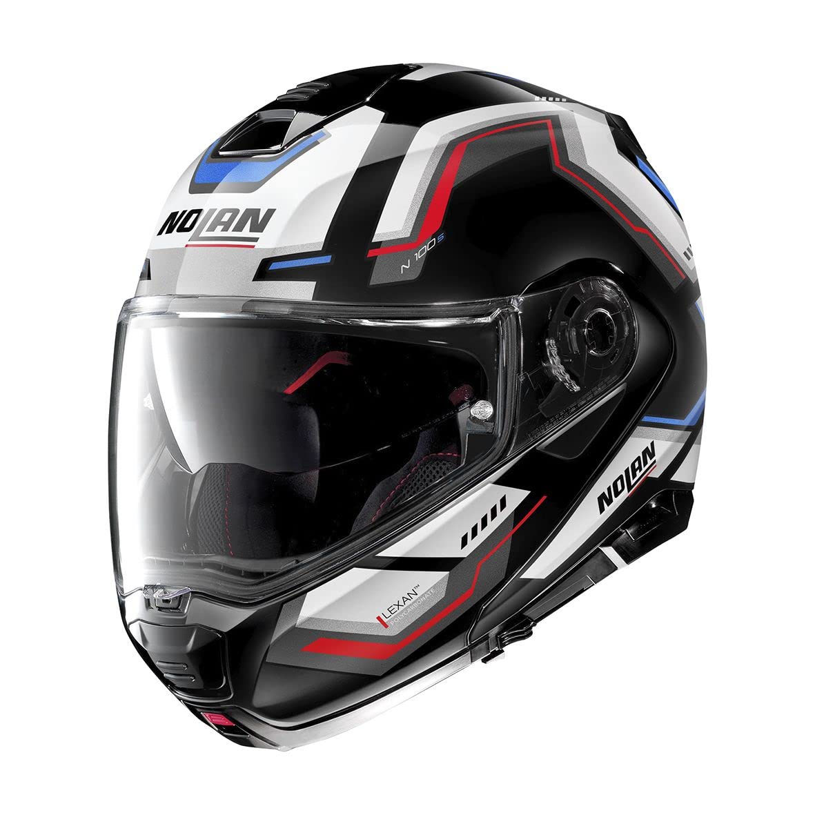 Nolan N100-5 Upwind N-Com 63 Flip-Up Motorcycle Helmet Black/White/Red (Large)