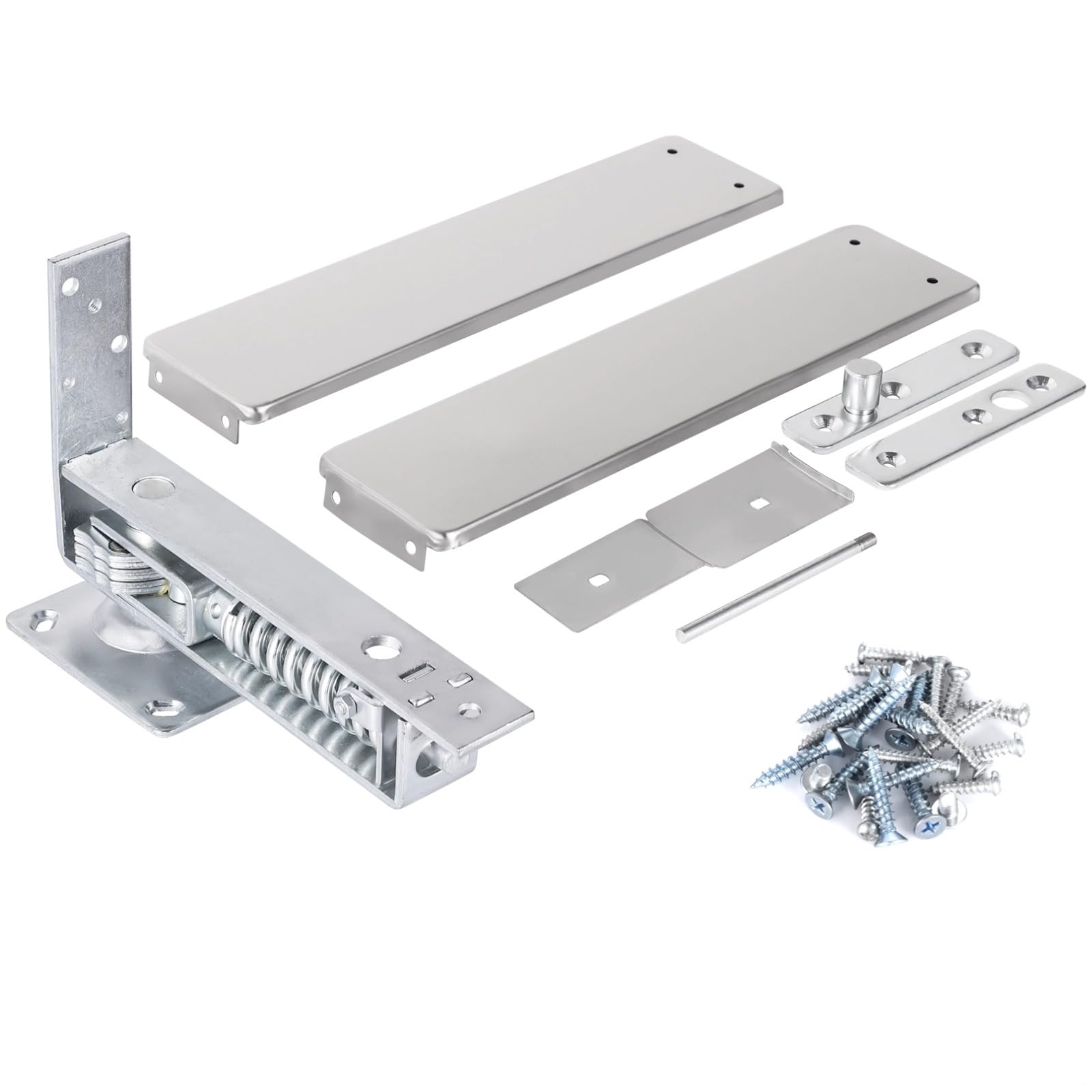 Stainless Steel Double Action Spring Hinge with Cover Plates, Adjustable Self-Closing Pivot for Wooden Door