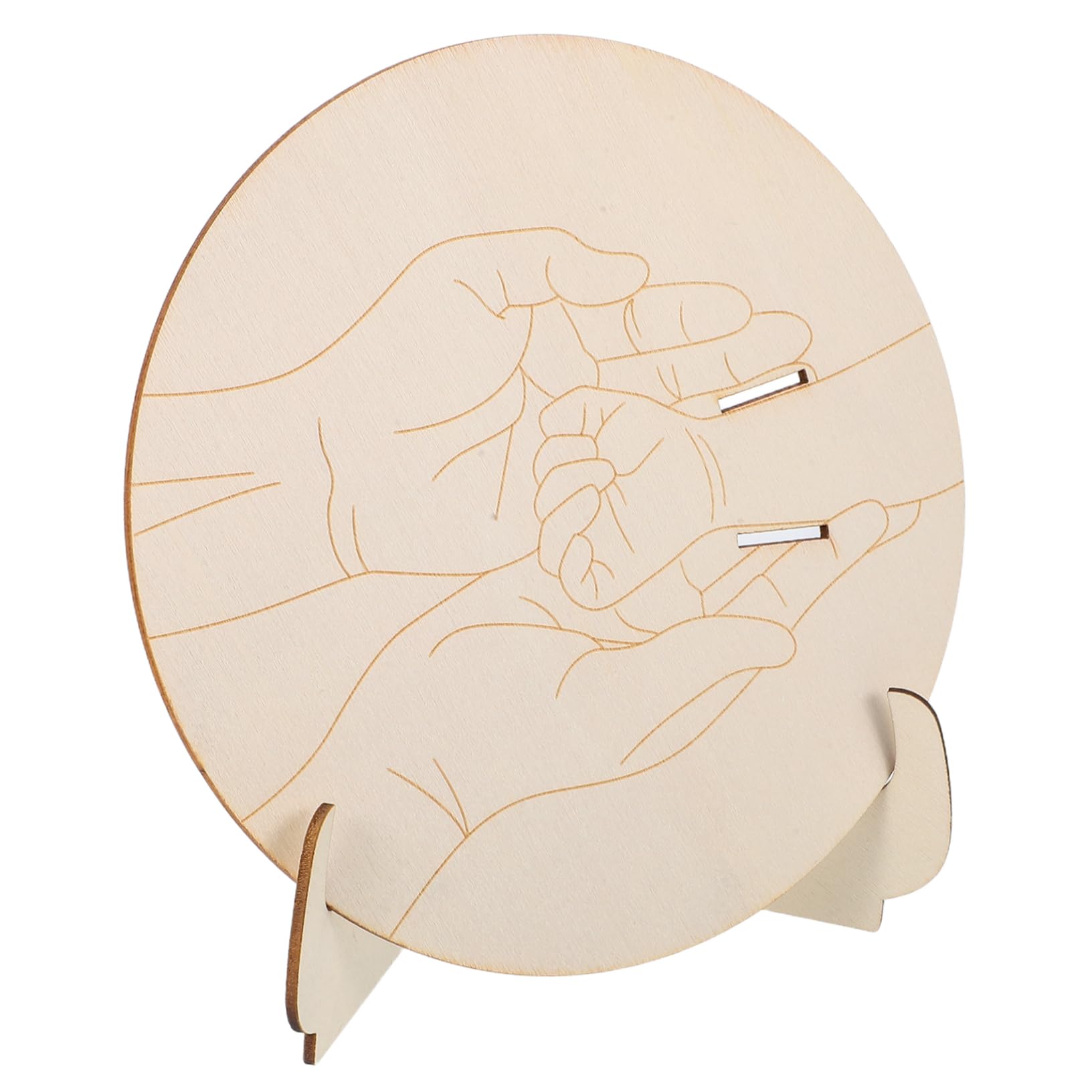 MUCKLILY Newborn Birth Announcement Board Wooden Baby Bracelet Holder Stand Hospital Bracelet Holder Baby Announcement Sign Round Engraved Plaque