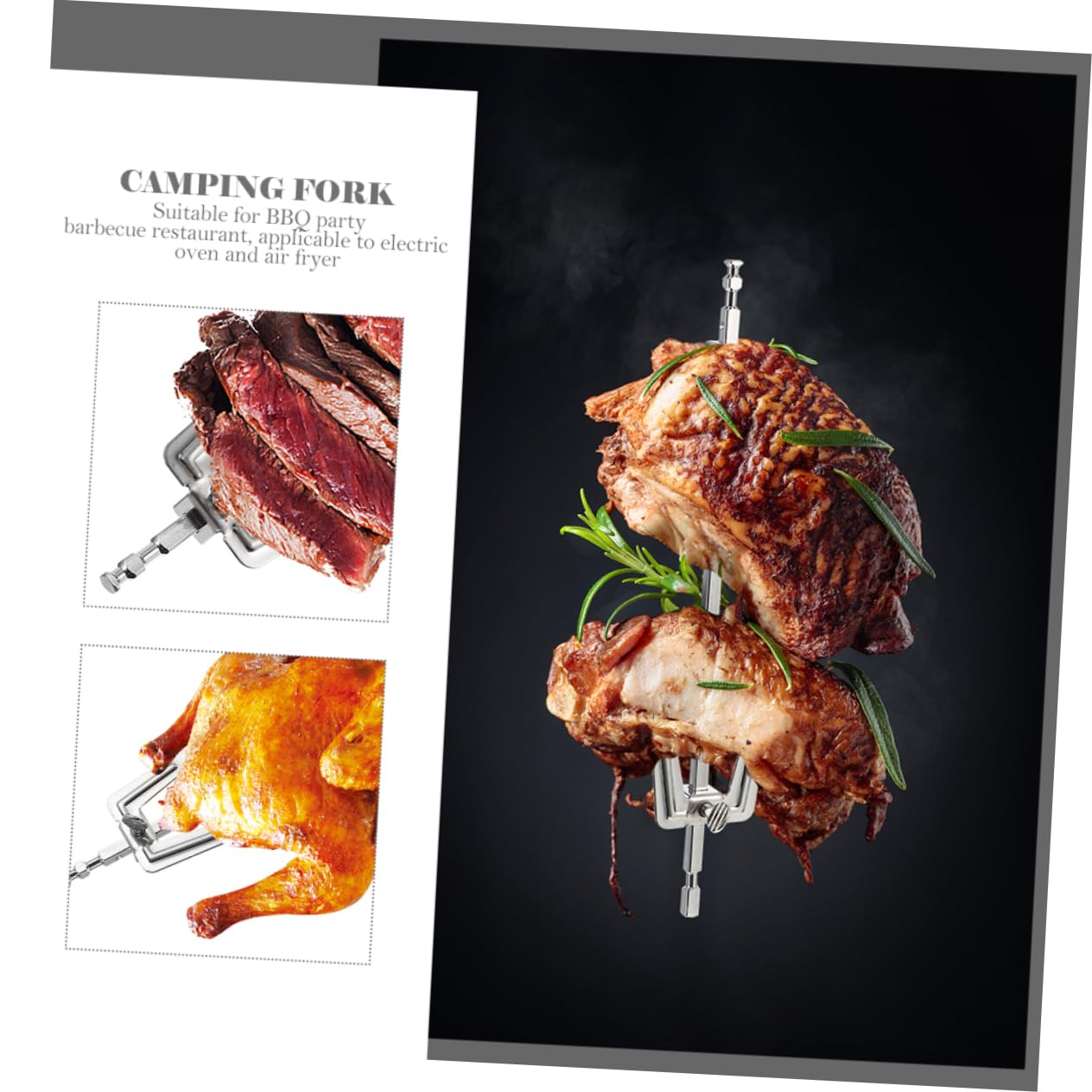 3pezzi Forchetta Per Barbecue in Acciaio Resistente Forchette Per Aria Friggitrice Utensili Da Campeggio Per Cibo Barbecue Spiedini Per Bbq